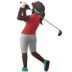 🏌🏿‍♀️ woman golfing: dark skin tone display on Apple